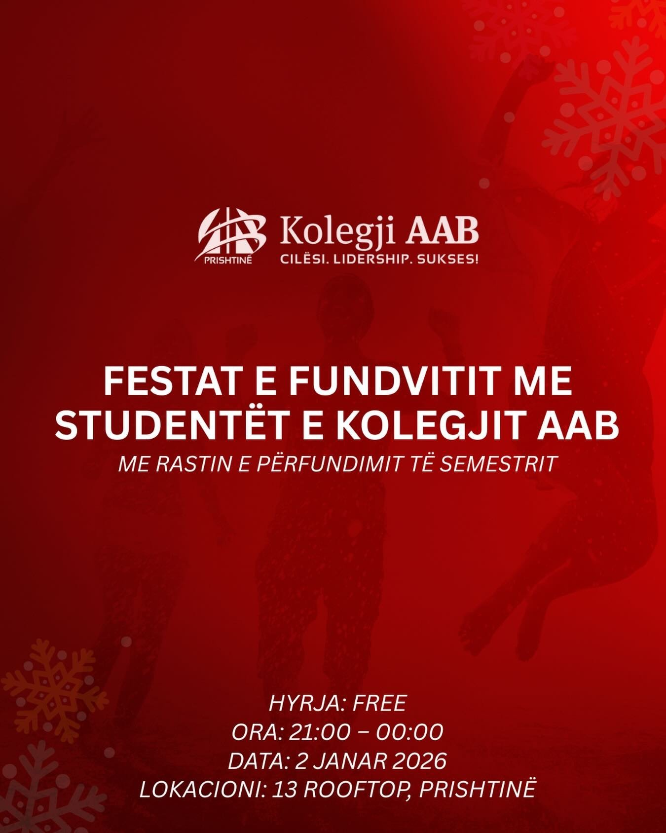 Festo fundvitin dhe përfundimin e semestrit me Kolegjin AAB dhe Unionin e Studentëve