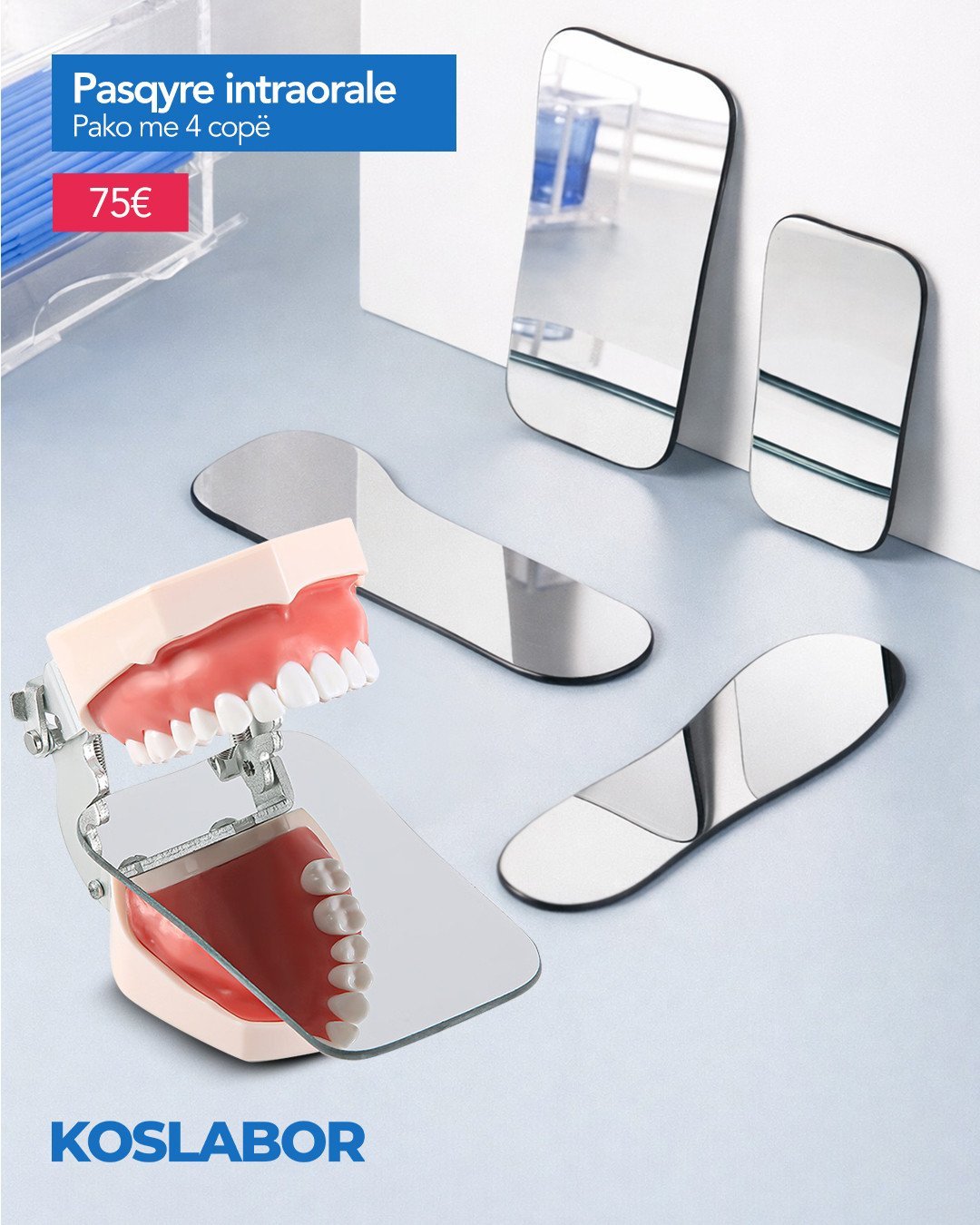 Pasqyra intraorale prej xhami ofron reflektim të pastër