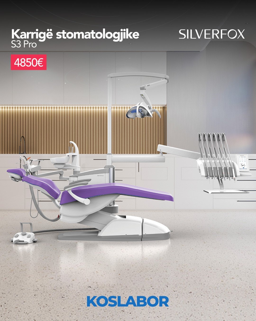 Karrigë stomatologjike Silverfox S3 Pro - Top mounted