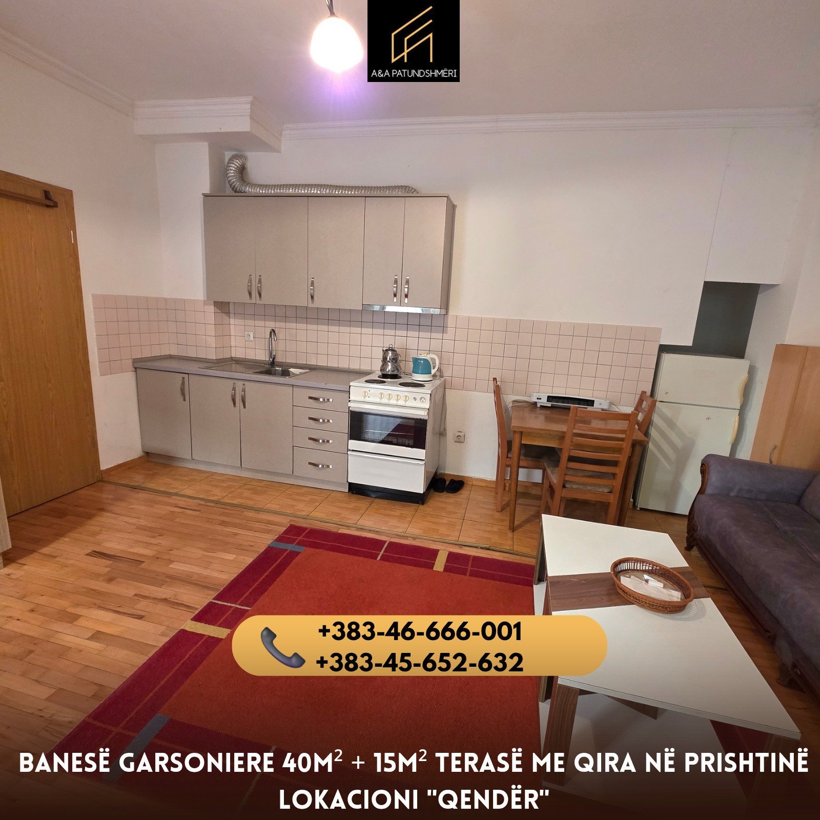 Banesë Garsoniere 40m² + 15m² Terasë me Qira Prishtinë/Qendër