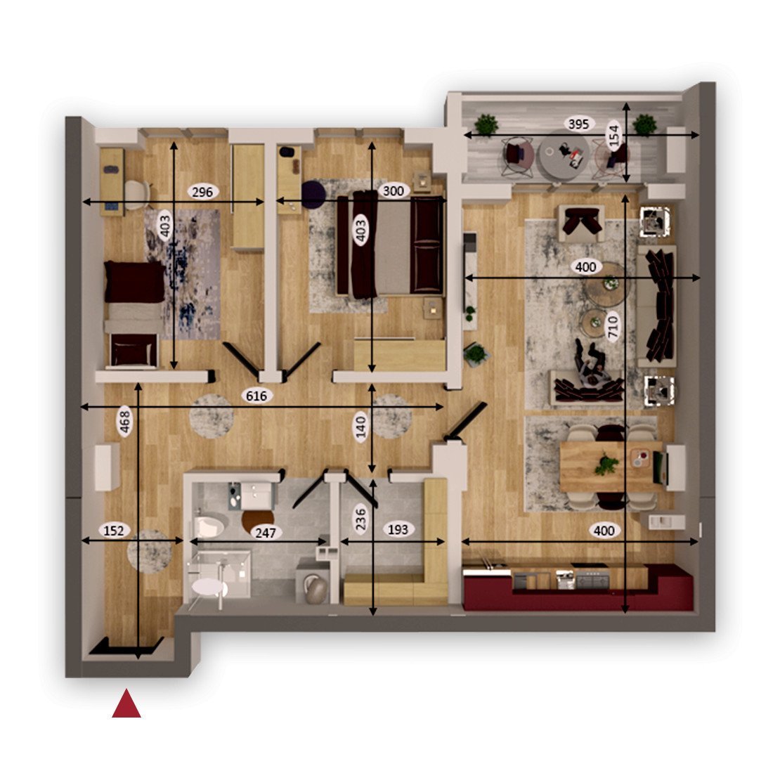 Kompleksi Cima Tower → Blloku B → Kati 6 Banesa - Tipi 5 / 95.70m2