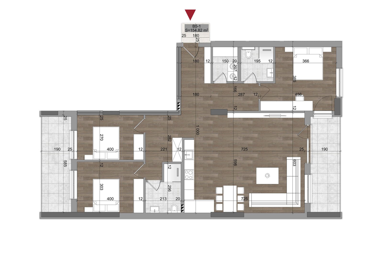 Cima Grand Complex → B5 → Kati 12 Tipi 1 / 154.82m2