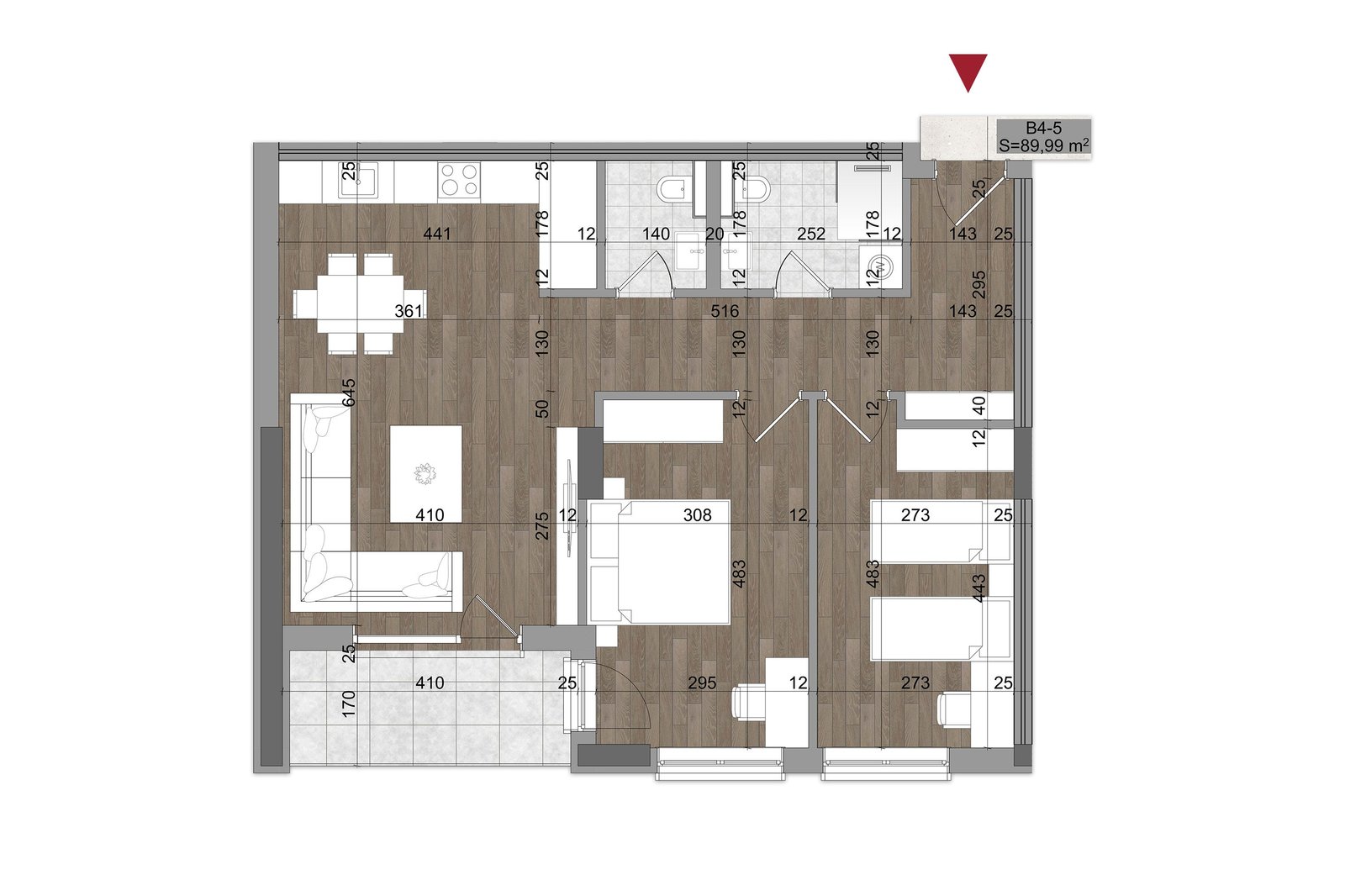 Cima Grand Complex → B4 → Kati 7 Tipi 5 / 89.99m2