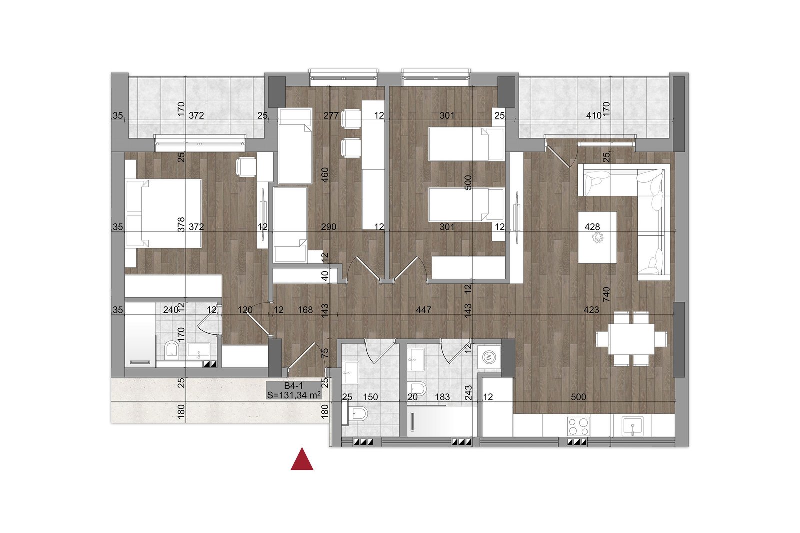 Cima Grand Complex → B4 → Kati 8 Tipi 1 / 131.34m2