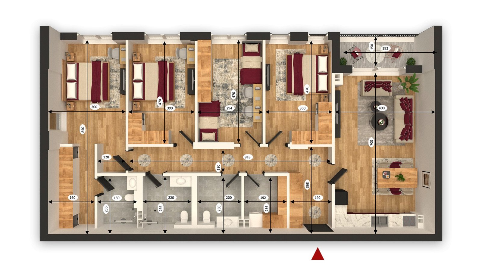 Kompleksi Dardania → Blloku E → Kati 9 Tipi 3 / 149.60m2