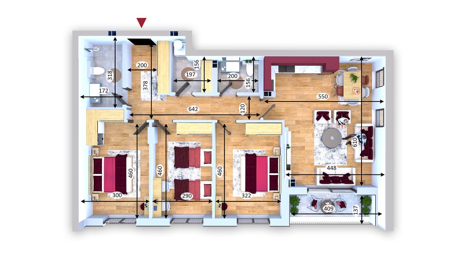 Kompleksi Dardania → Blloku B → Kati 9 Tipi 3 / 120.00m2