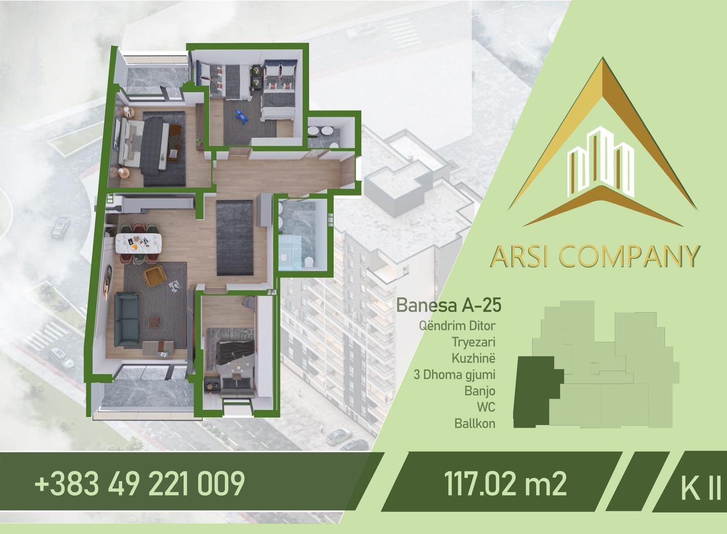 Banesa me sipërfaqe prej 117.02m2