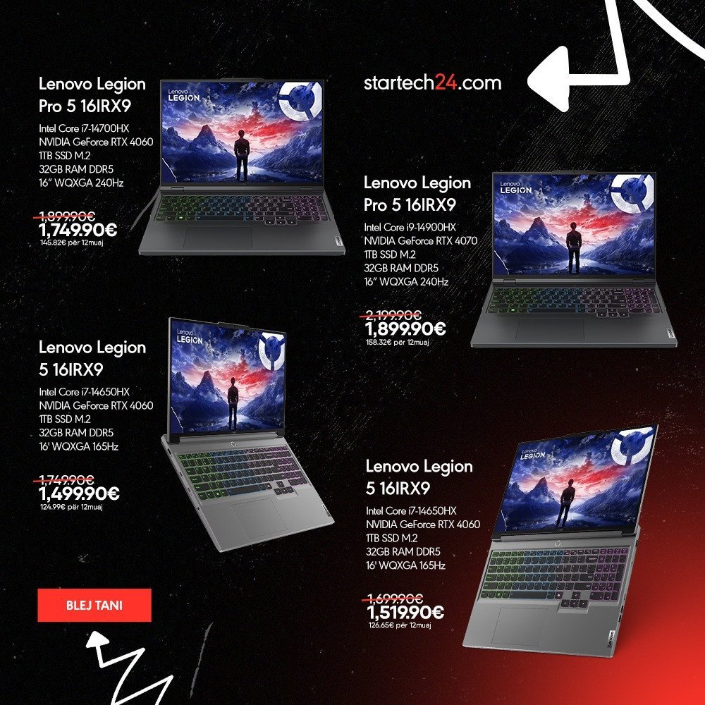 Blej një nga laptopët e kërkuar të brendit Lenovo me performancë ekstreme