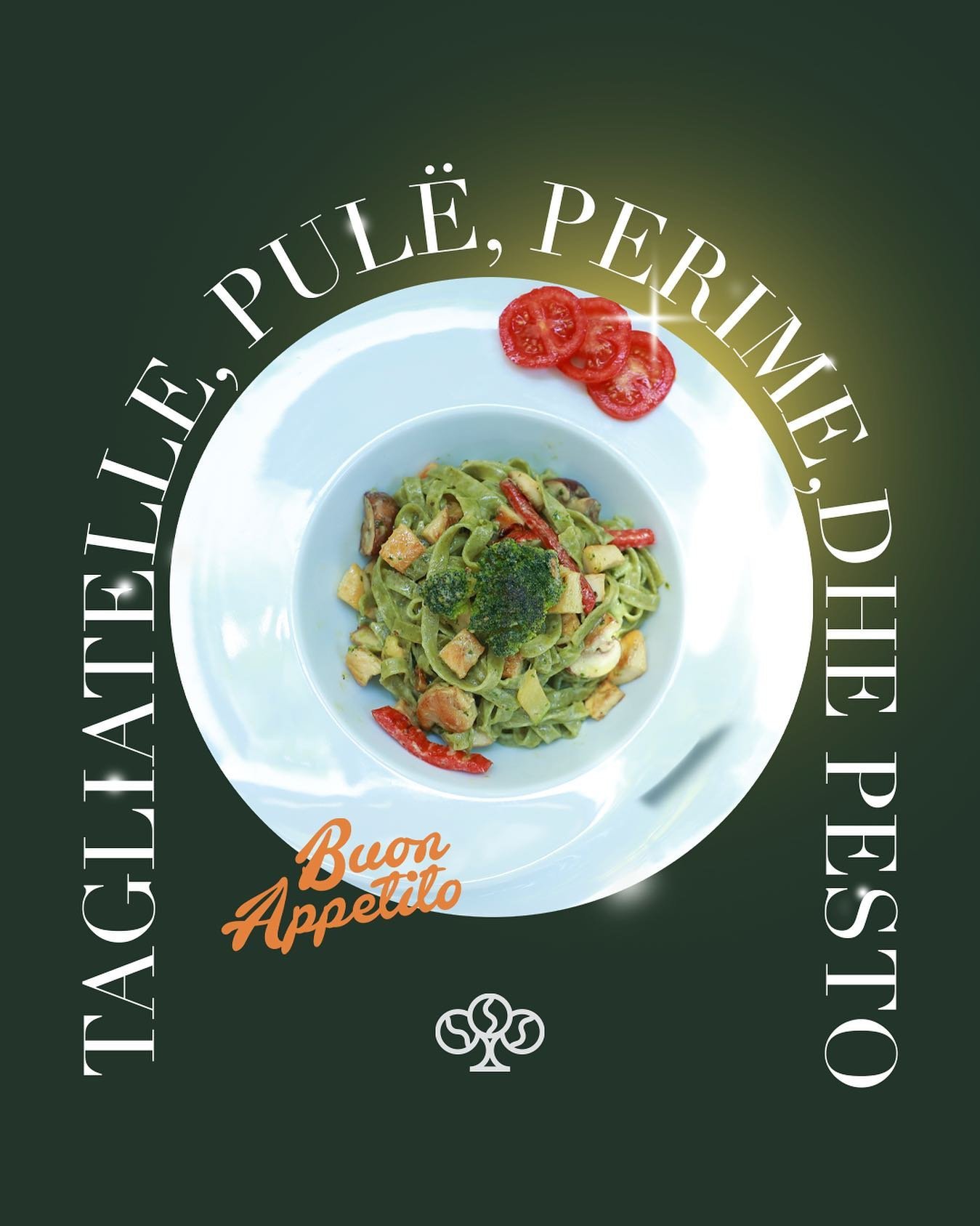 TAGLIATELLE, PULË, PERIME,DHE PESTO