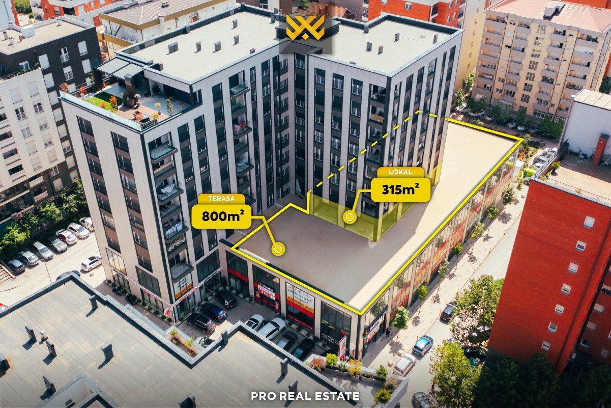 Lokal 315m² + 800m² terasë me QIRA në Lagjen e Spitalit