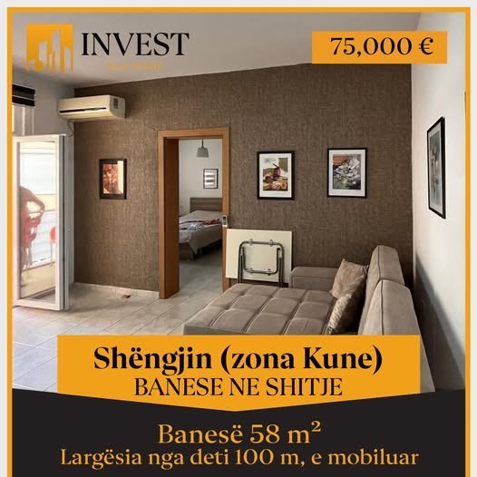 Shitet banese ne Shengjin, zona Kune, 100m nga bregu i detit.