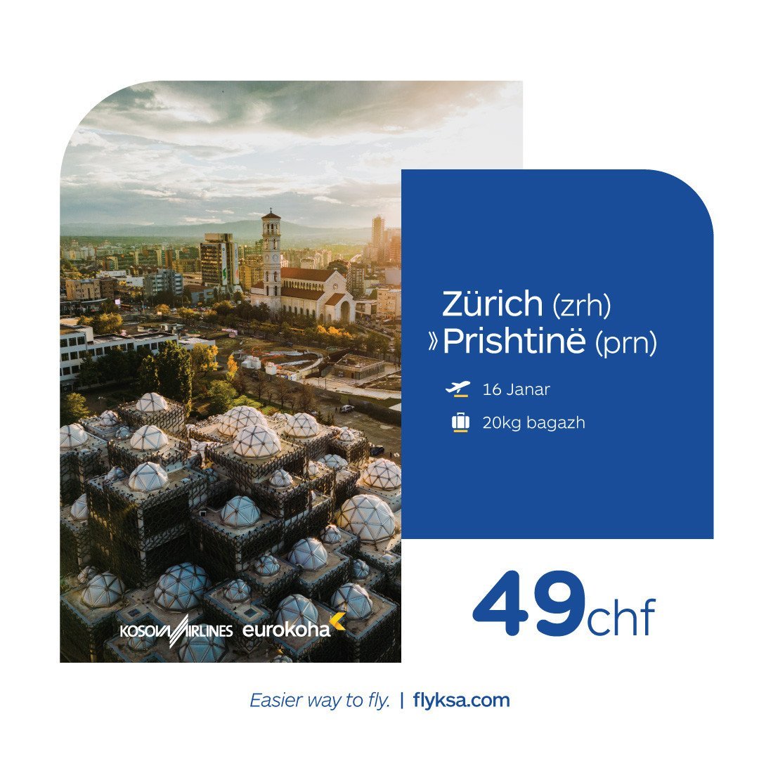 Fluturim direkt nga Zürich drejt Prishtinës