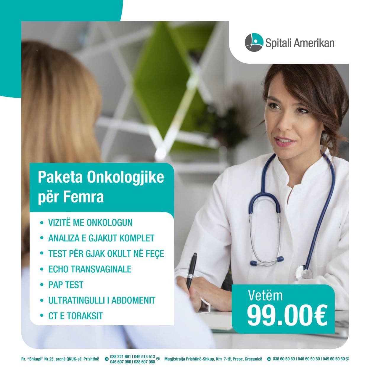 Paketa Onkologjike për Femra – VETËM 99 EURO