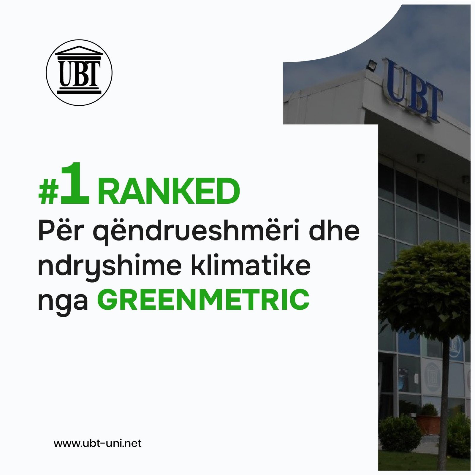 A e dini se UBT është institucioni 1 nga Kosova dhe rajoni në GreenMetric?