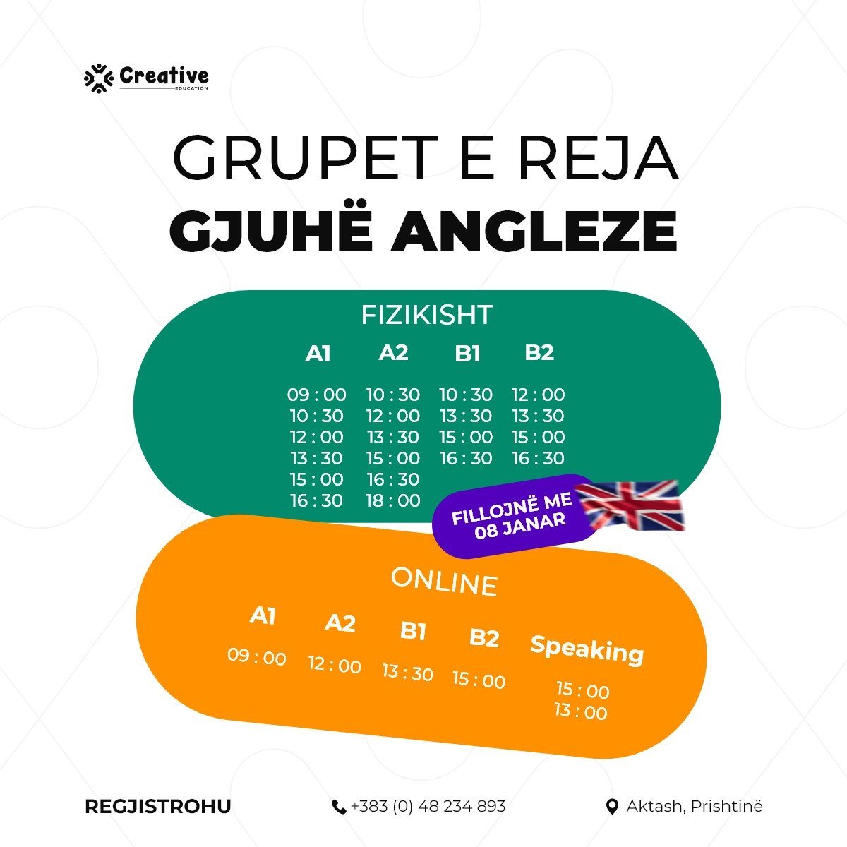 Grupet e reja për gjuhë angleze