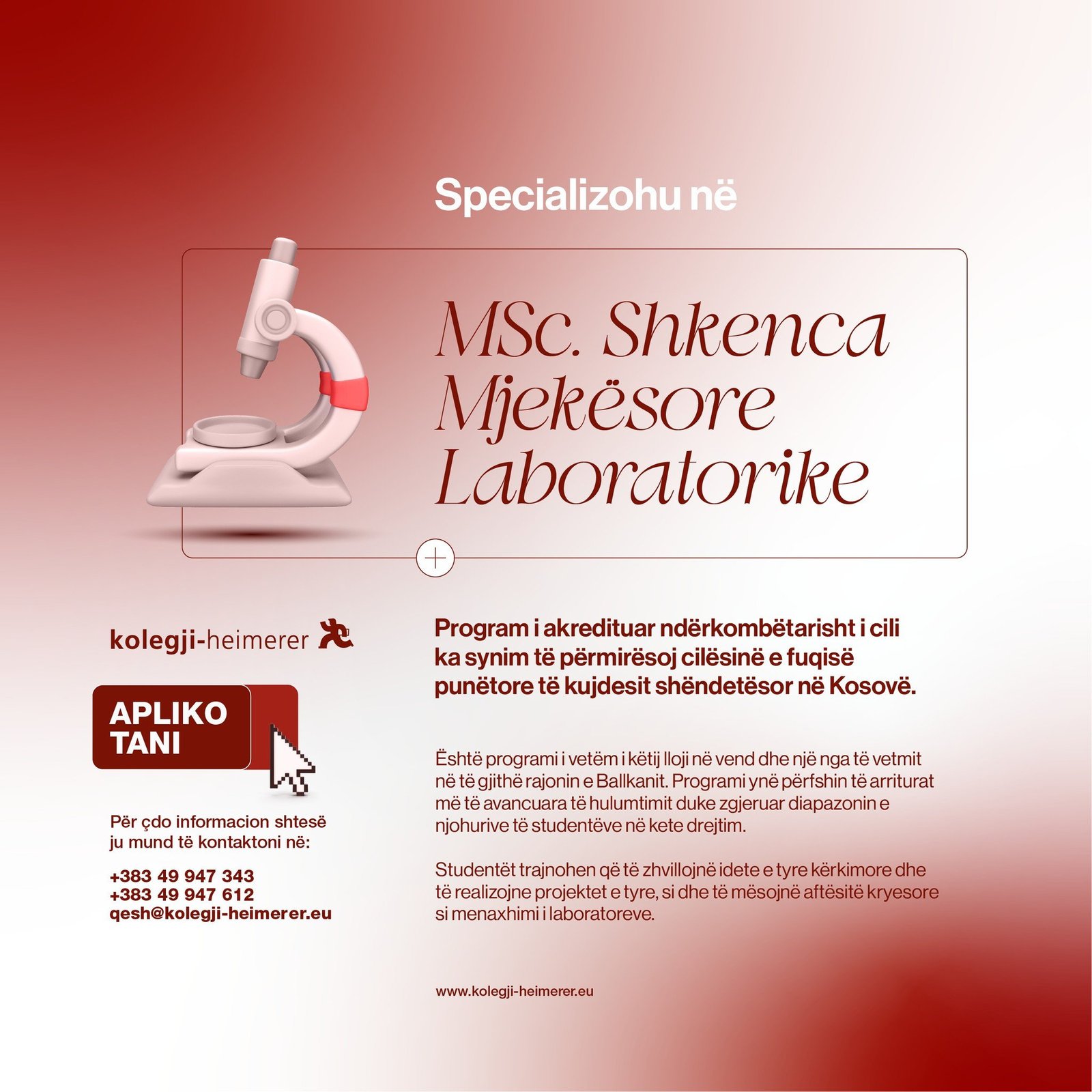 MSc. Shkenca Mjekësore Laboratorike