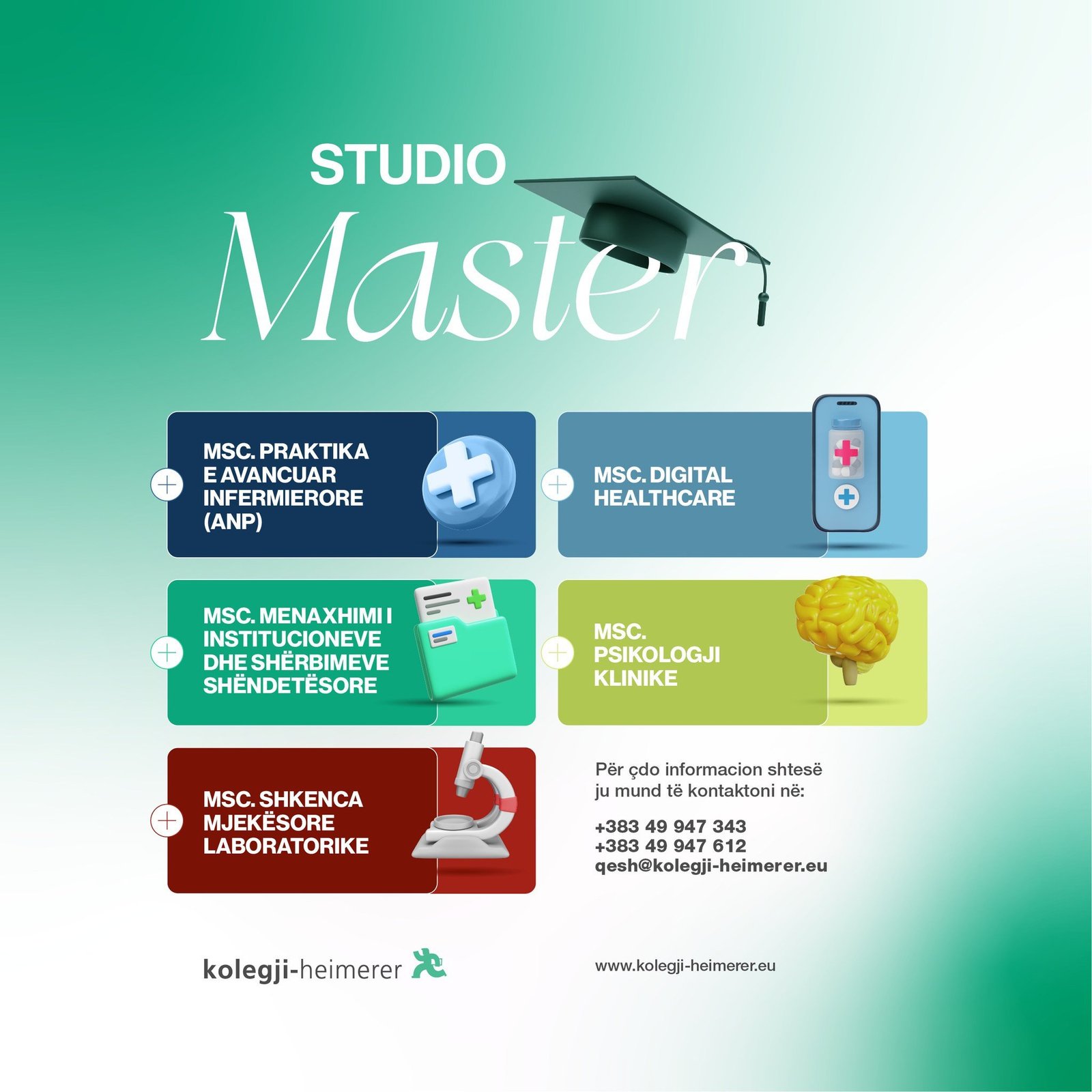 Studio një nga 5 programet e nivelit MASTER në Kolegjin Heimerer