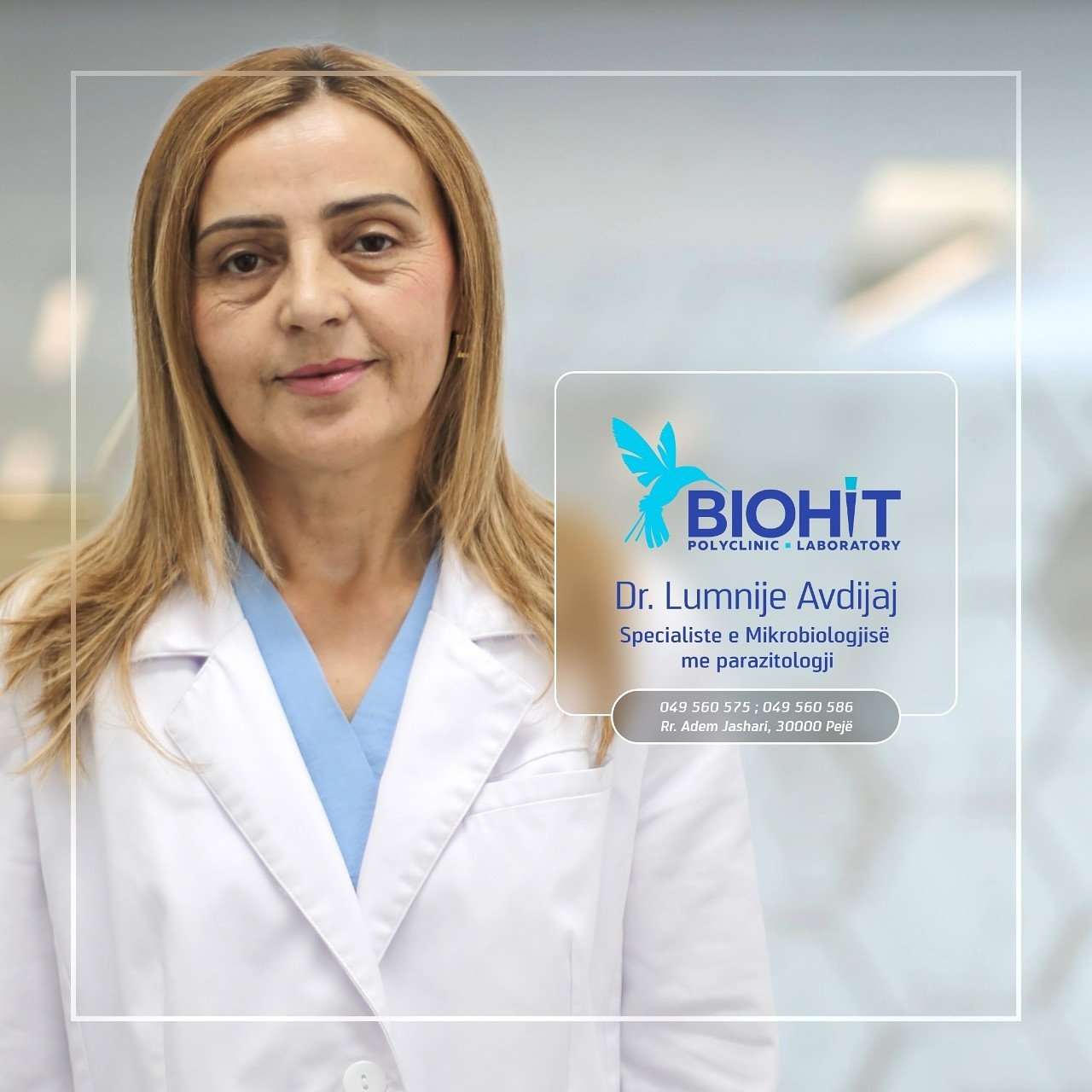 Dr. Lumnije Avdijaj - Specialiste e Mikrobiologjisë me Parazitologji