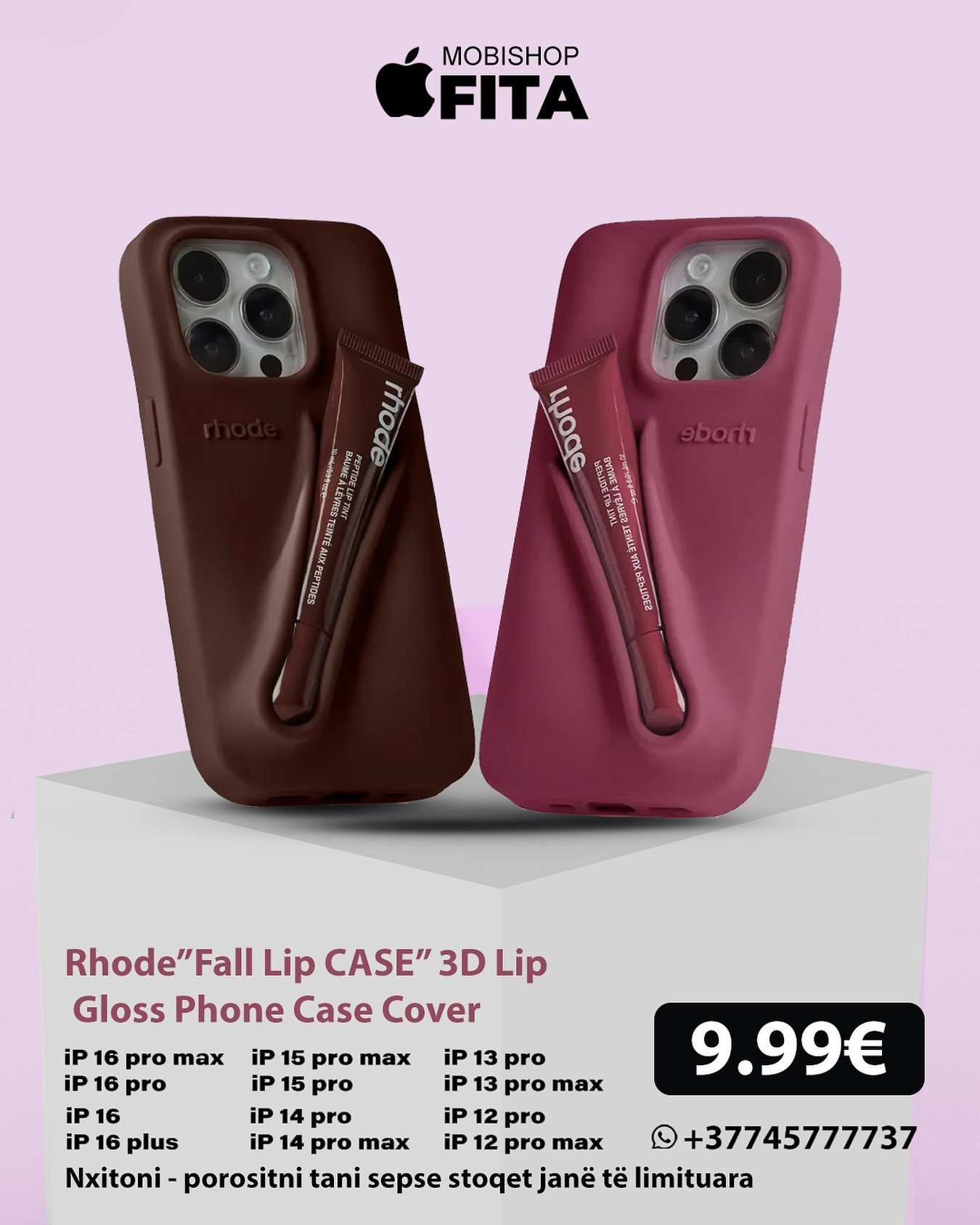 Rhode”Fall Lip CASE” 3D Lip Gloss Phone Case Cover
