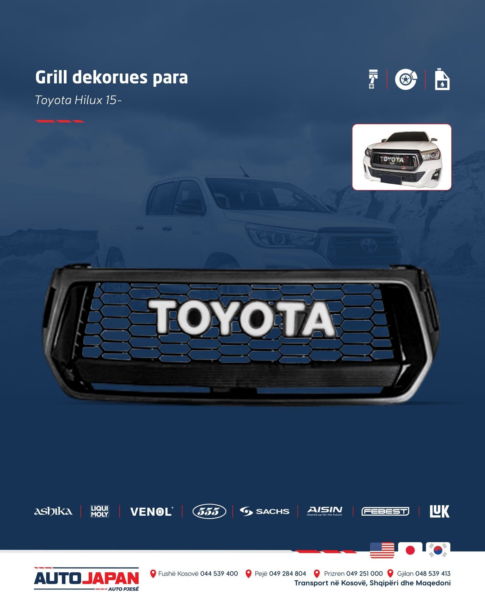 Grill dekorues para Toyota Hilux 15