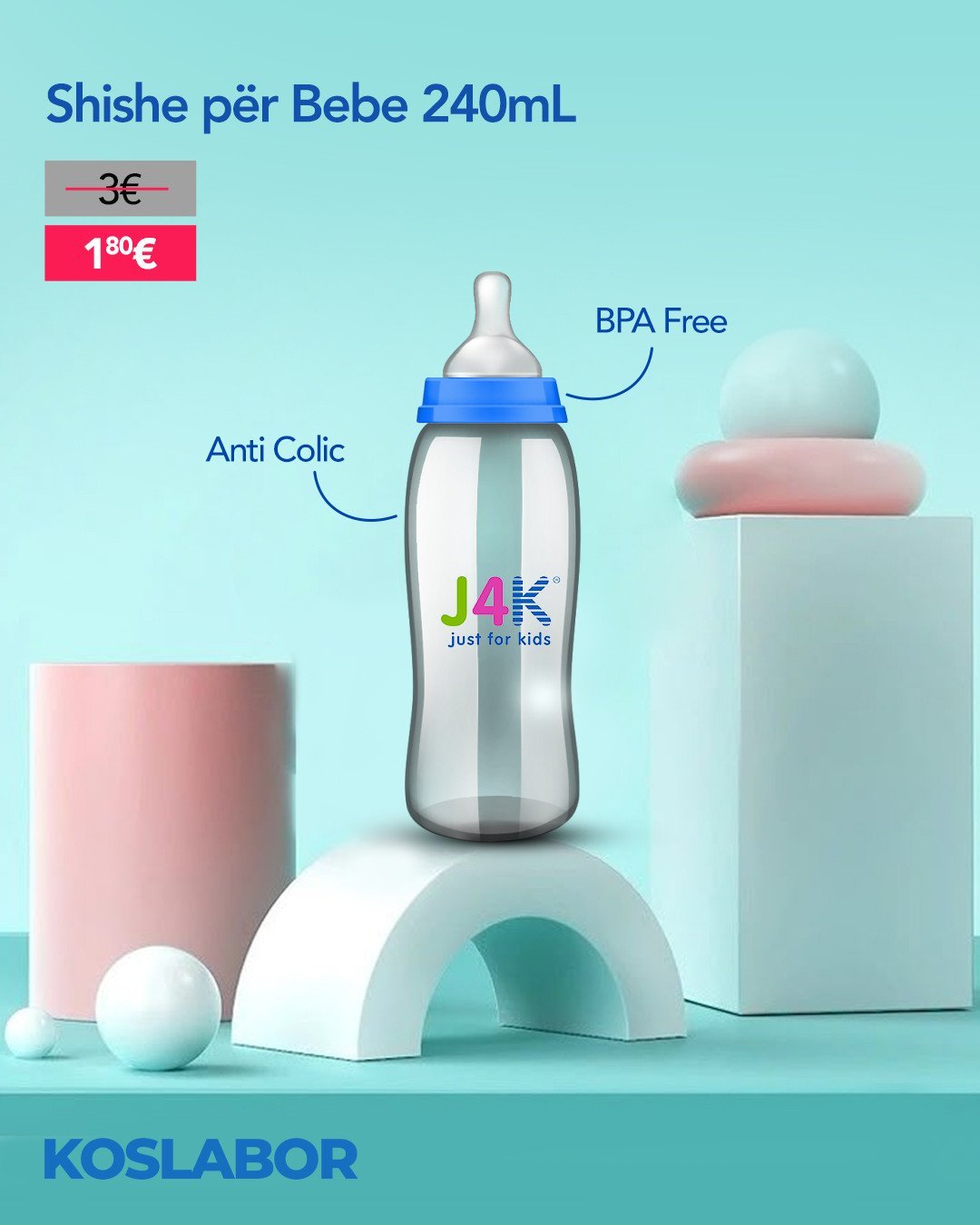 Shishe për bebe J4K - Just For Kids - 240mL