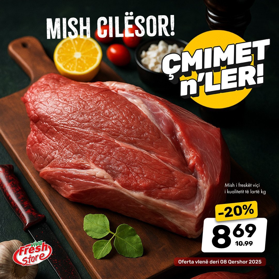 Shijoni mishin e freskët të viçit me cilësi të lartë