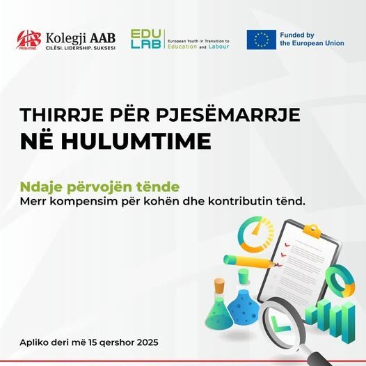 Thirrje për pjesëmarrje në hulumtime në kuadër të projektit EDU-LAB