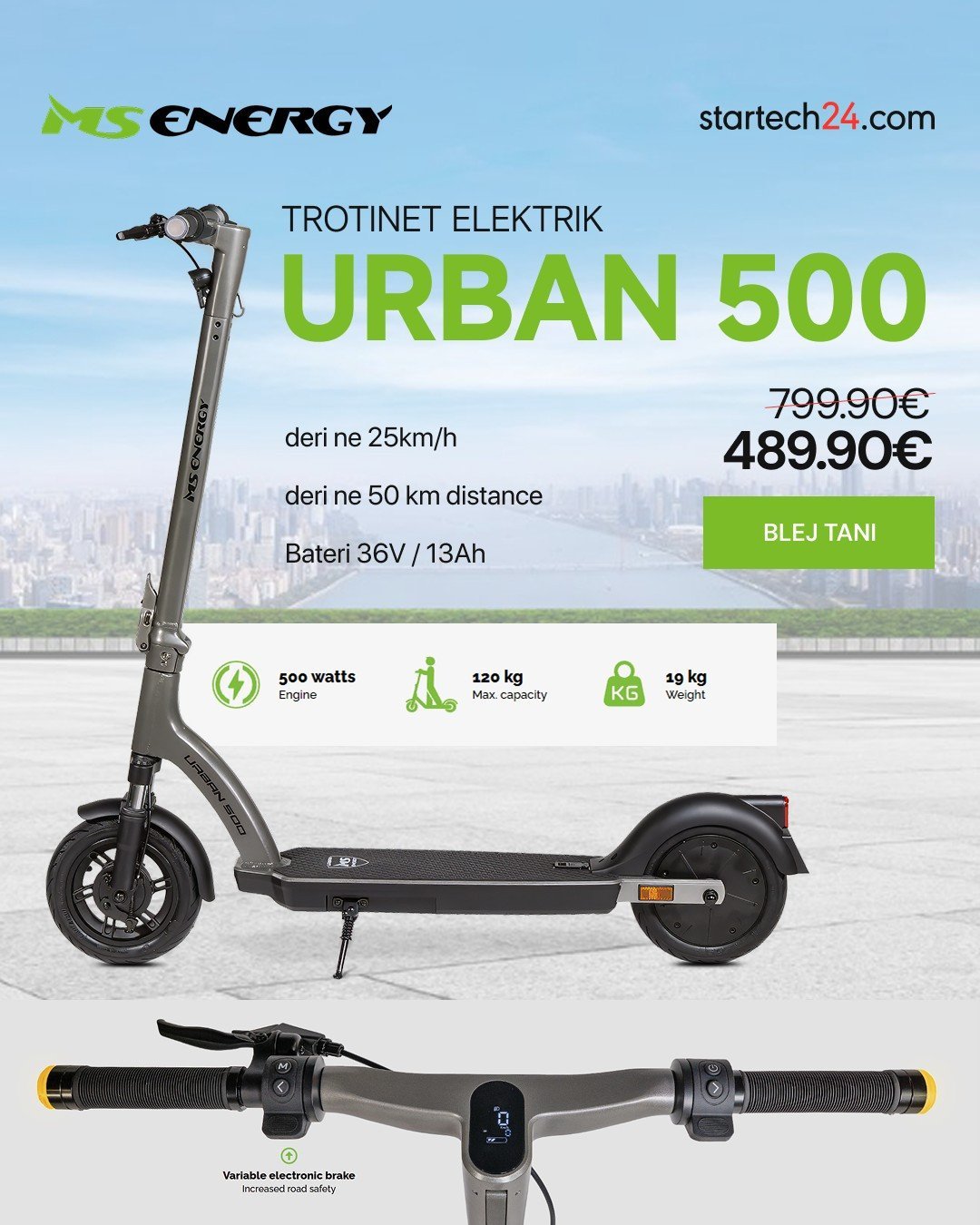Trotineti elektrik MS Energy URBAN 500 – fuqishëm, shpejt dhe me stil