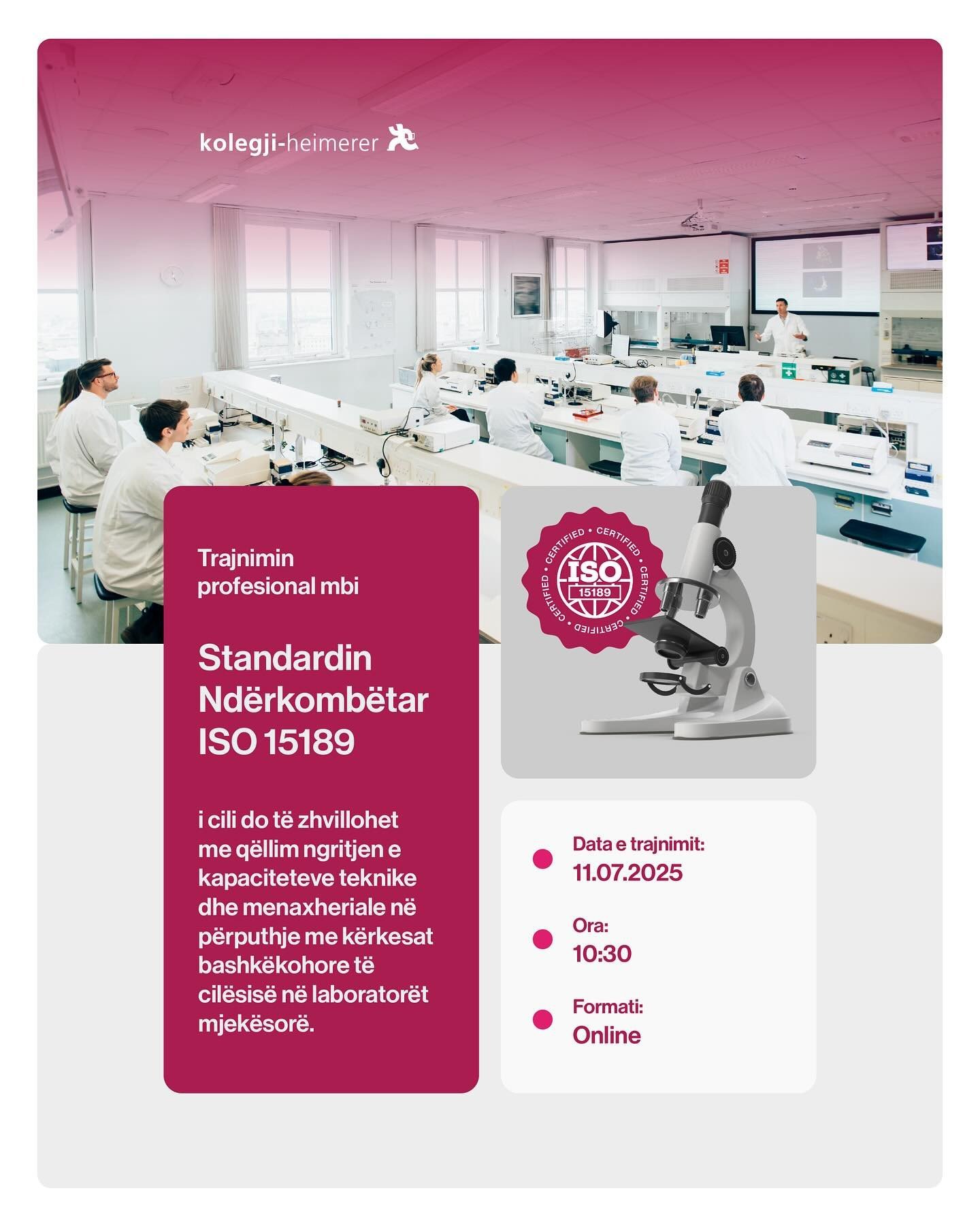 Trajnim profesional mbi Standardin Ndërkombëtar ISO 15189