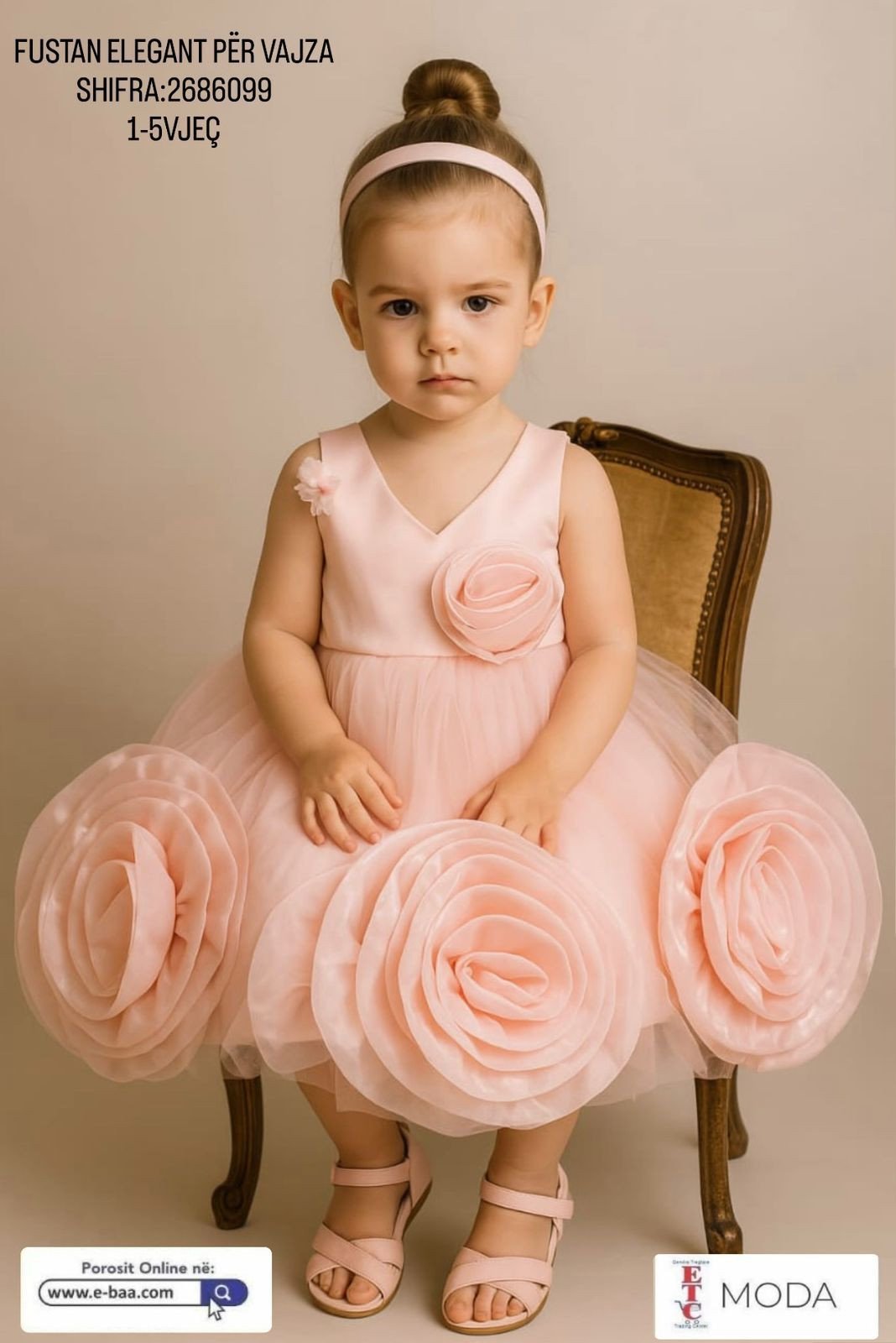 Fustan elegant për princeshat e vogla