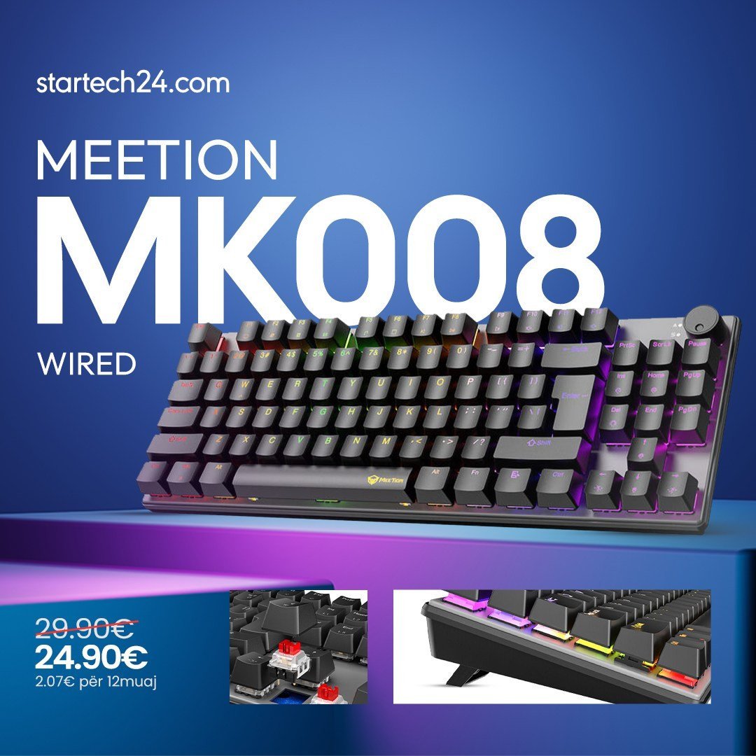 Meetion MK008 – tastierë mekanike me lidhje me kabllo dhe ndriçim