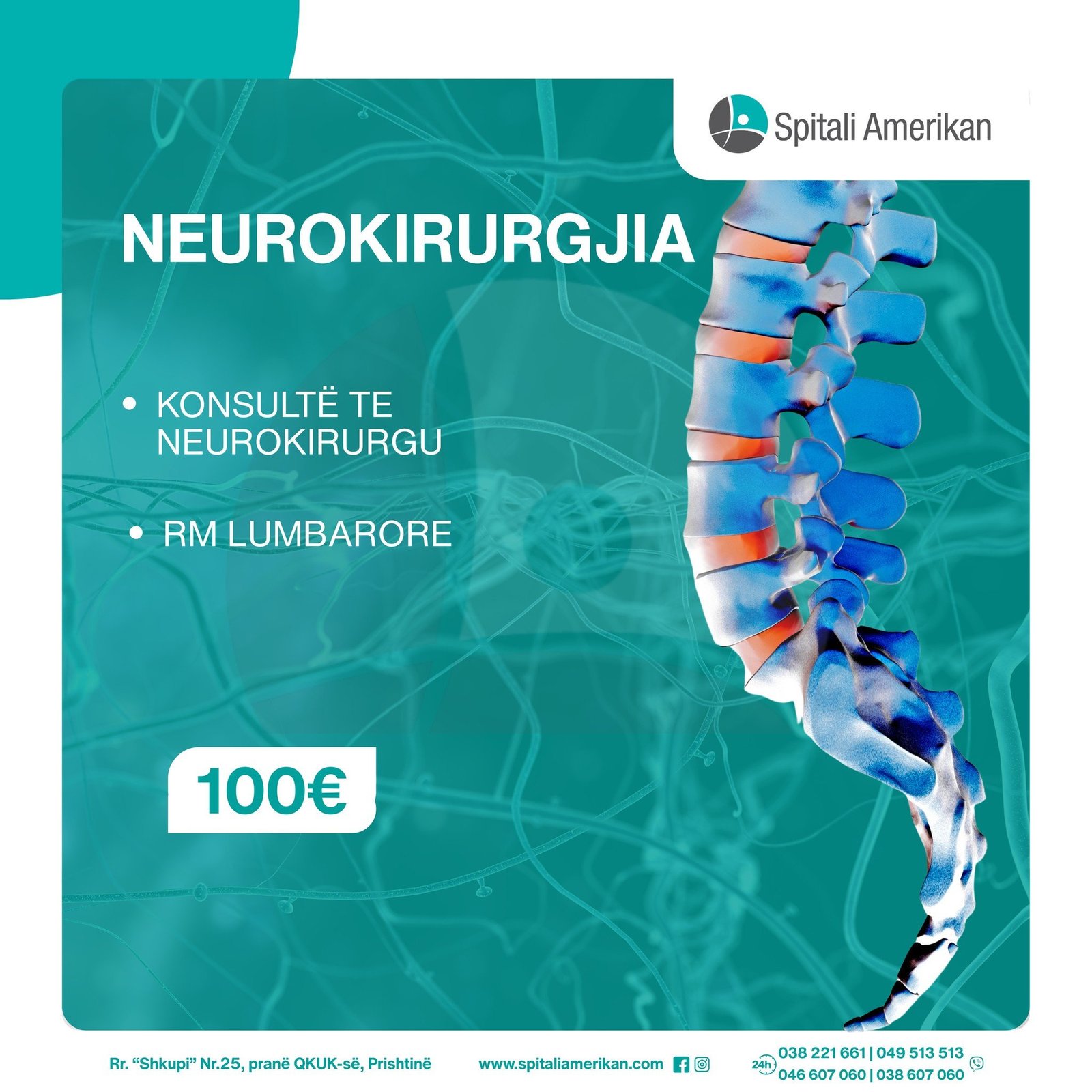 Paketa Neurokirurgjike në Spitalin Amerikan – Vetëm 100€