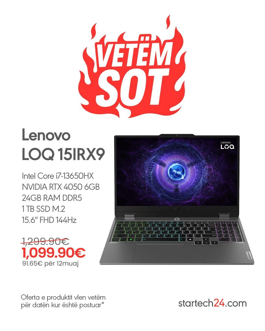 Lenovo LOQ 15IRX9 – Performancë ekstreme për gamers