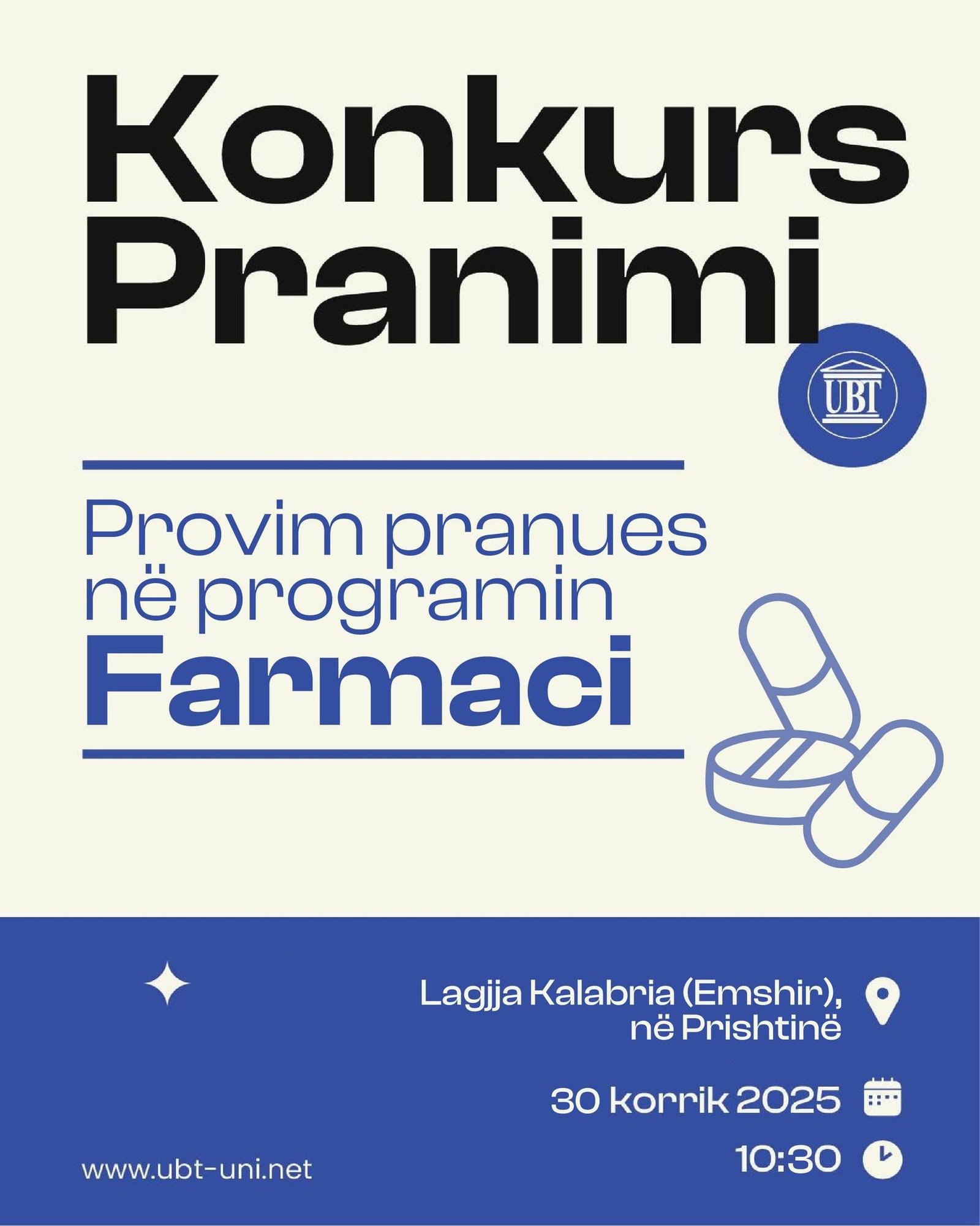 Provimi pranues për Programin Farmaci në UBT