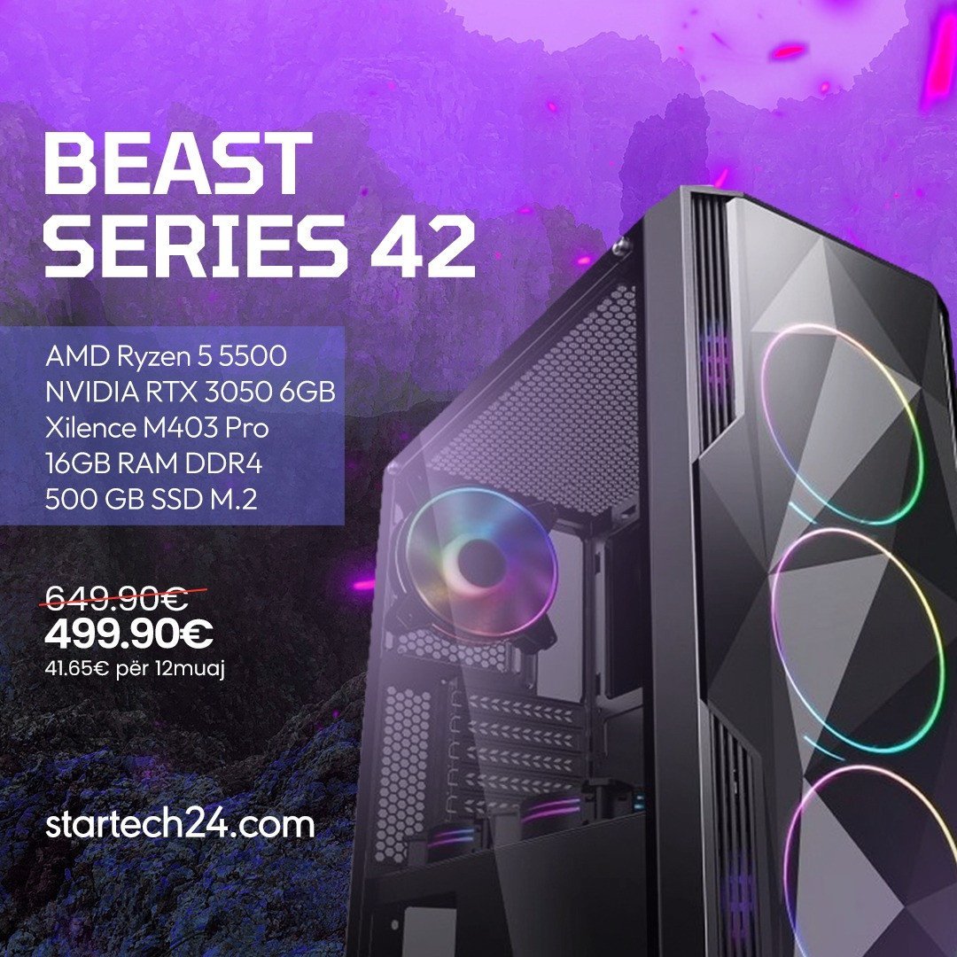Beast Series 42 – Gaming PC me Ryzen 5 dhe RTX 3050