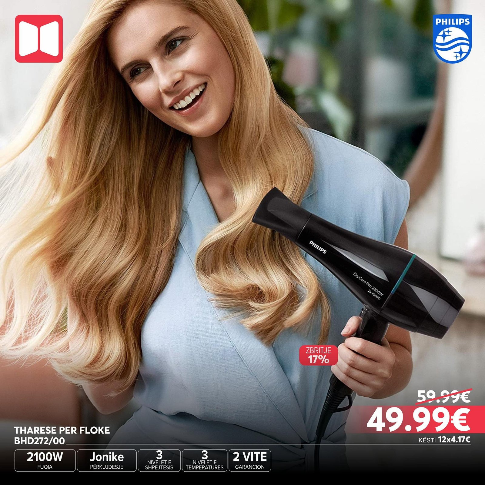 Tharësja për flokë Philips