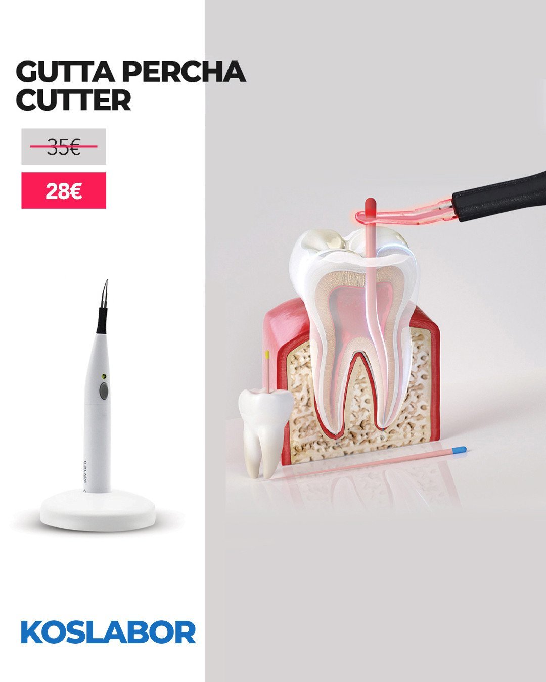 C-Blade Gutta Cutter - pajisje stomatologjike për heqjen e gutaperkave gjatë trajtimit të kanaleve të rrënjës
