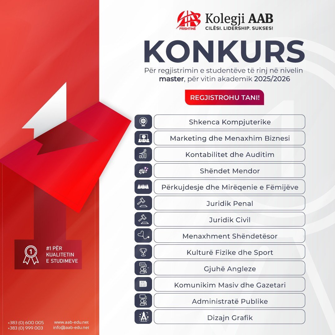 Kolegji AAB hap konkurs për regjistrimi e studentëve në nivelin master
