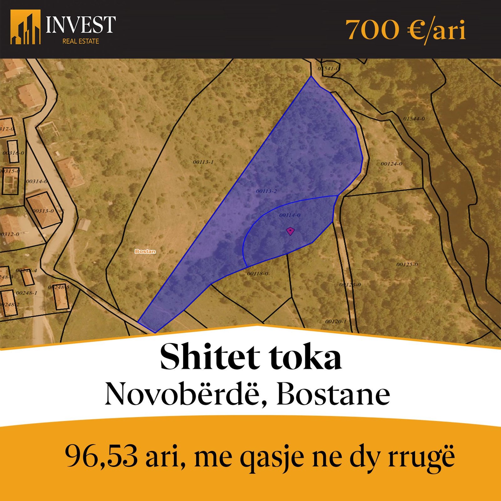 Tokë në shitje ne Novobërdë, Bostane