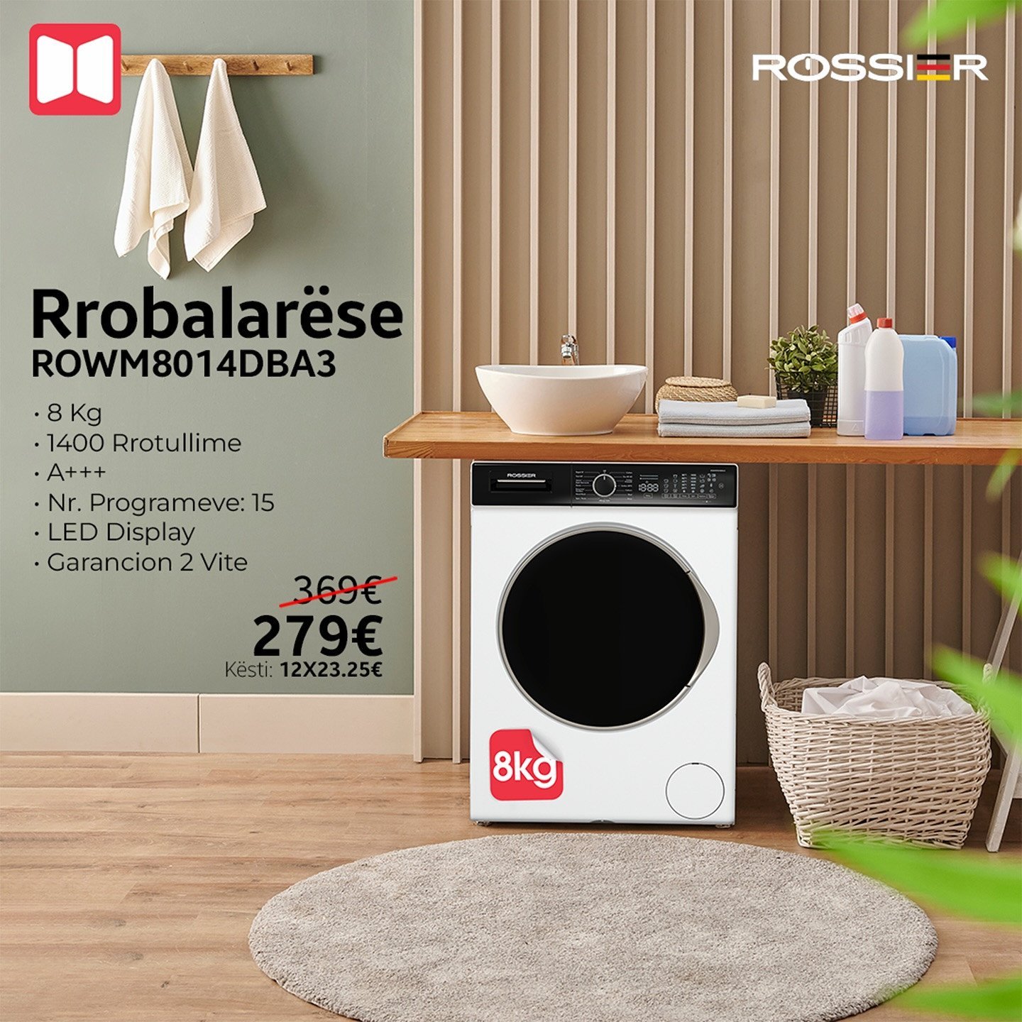 Kujdesi për rrobat tuaja bëhet më i lehtë me 𝐑𝐫𝐨𝐛𝐚𝐥𝐚𝐫𝐞̈𝐬𝐞𝐧 𝐑𝐨𝐬𝐬𝐢𝐞𝐫 𝟖𝐊𝐠