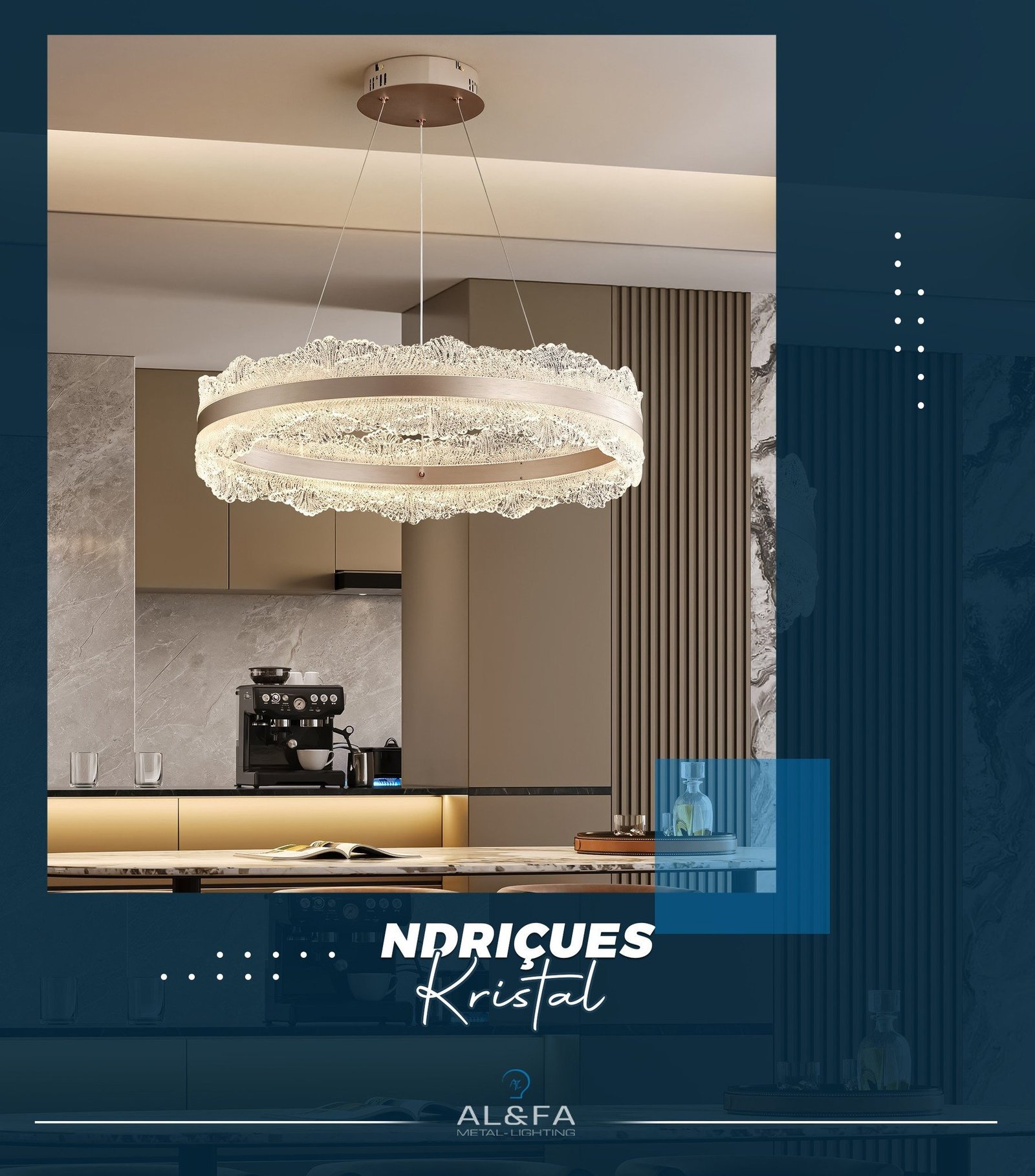 Ky ndriçues dekorativ modern sjell elegancë, finesë dhe një ndjesi luksi