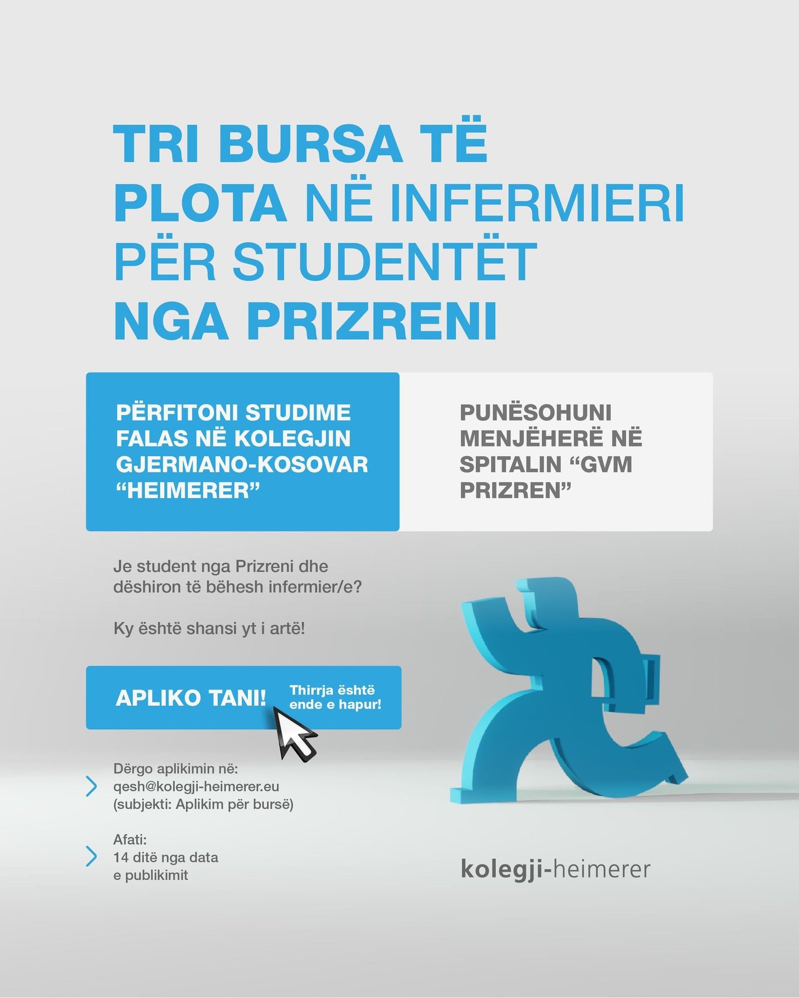 Tri Bursa të plota në infermieri për studentët nga Prizreni