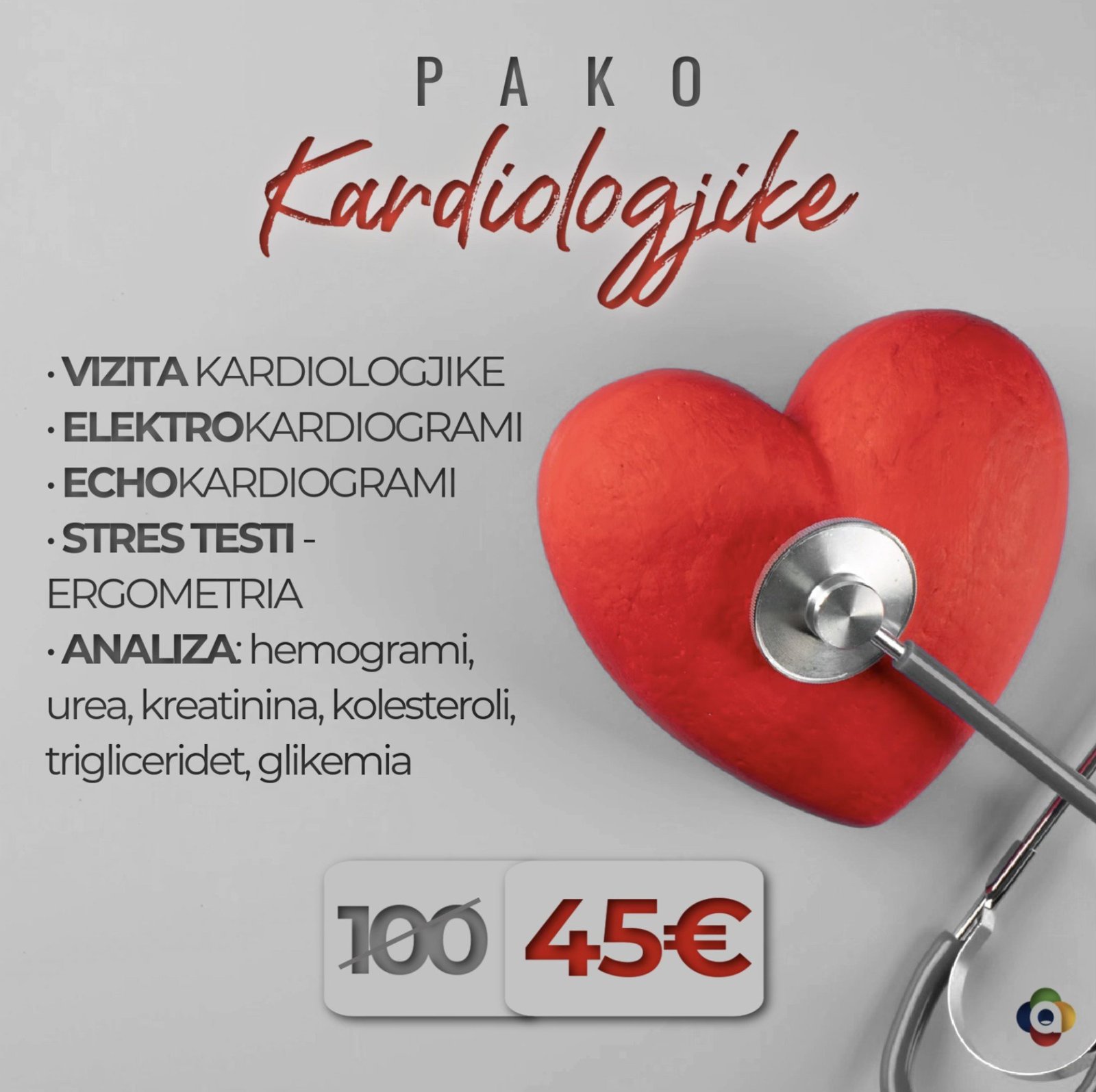 Spitali ALOKA ofron Pakon Kardiologjike në zbritje nga 100 në 45€
