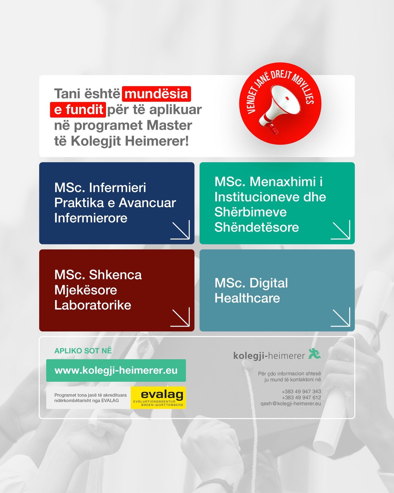 Thirrja e fundit për Studimet Master