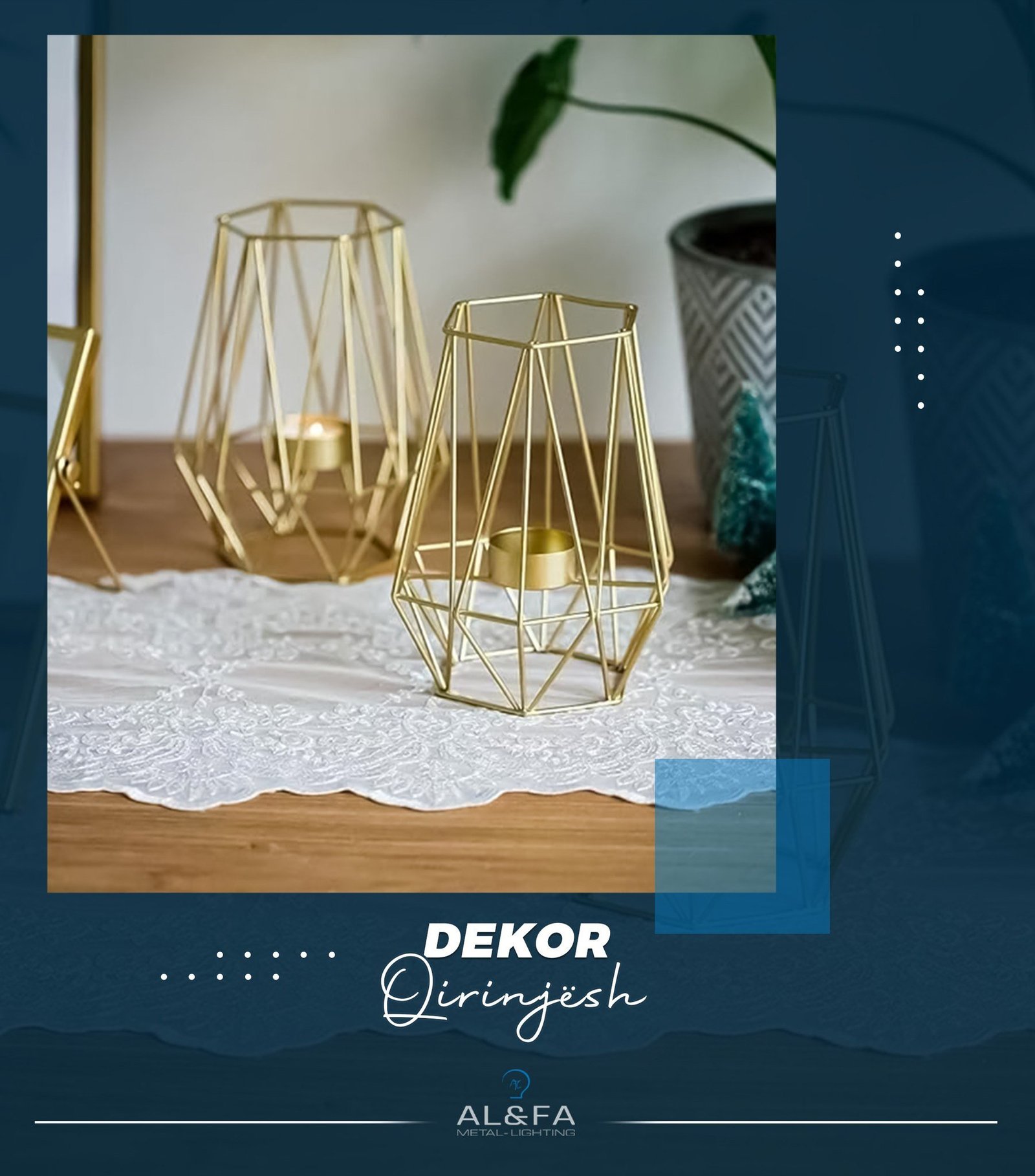 Mbajtëse qirinjësh me dizajn gjeometrik