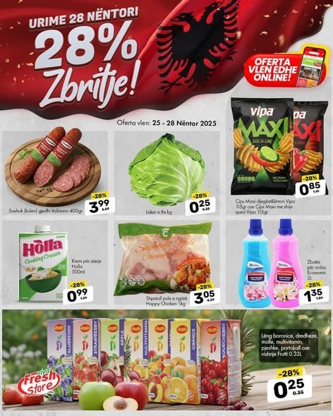 Urime 28 Nëntori, 28% ZBRITJE