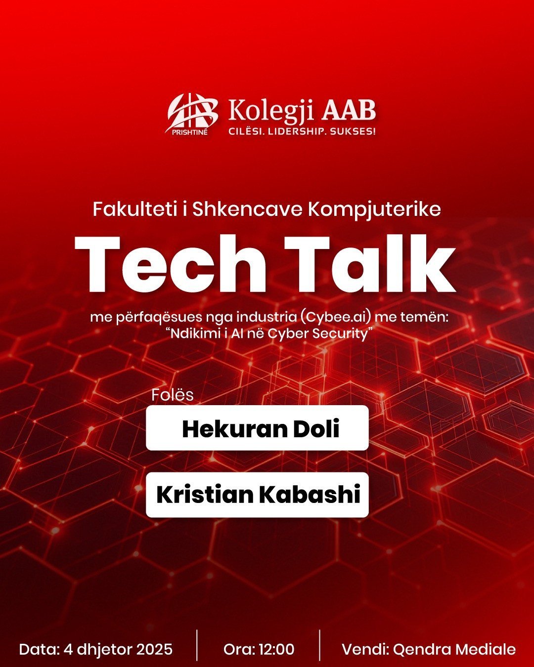 Fakulteti i Shkencave Kompjuterike organizon Tech Talk për “Ndikimin e AI në Cyber Security”