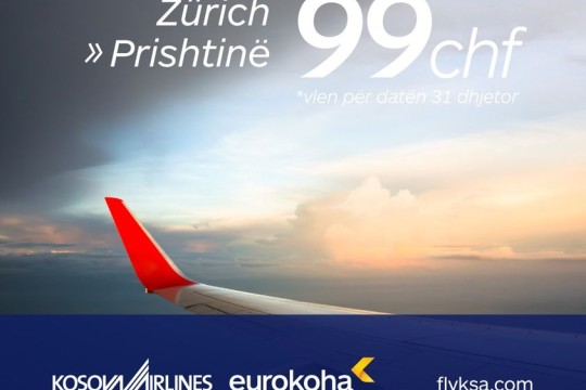 Eurokoha - Fluturim direkt nga Zürich drejt Prishtinës.