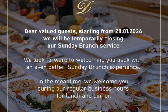 Swiss Diamond Hotel Prishtina -We will be temporarily closing our Sunday brunch
