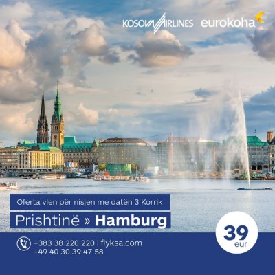 Eurokoha -Fluturime të sigurta nga Prishtina drejt Hamburgut